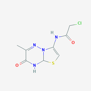 molecular formula C8H9ClN4O2S B1424867 2-chloro-N-(6-methyl-7-oxo-8,8a-dihydro-7H-[1,3]thiazolo[3,2-b][1,2,4]triazin-3-yl)acetamide CAS No. 1256627-72-1