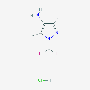molecular formula C6H10ClF2N3 B1424872 1-(difluoromethyl)-3,5-dimethyl-1H-pyrazol-4-amine hydrochloride CAS No. 1305711-79-8