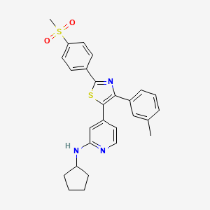 molecular formula C27H27N3O2S2 B14248747 N-Cyclopentyl-4-{2-[4-(methanesulfonyl)phenyl]-4-(3-methylphenyl)-1,3-thiazol-5-yl}pyridin-2-amine CAS No. 365429-43-2