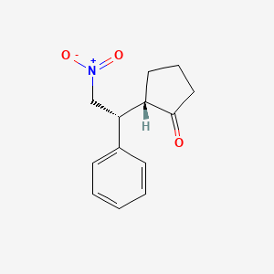 molecular formula C13H15NO3 B14248912 Cyclopentanone, 2-[(1R)-2-nitro-1-phenylethyl]-, (2S)- CAS No. 359876-14-5