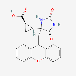 molecular formula C21H18N2O5 B14248932 Cyclopropanecarboxylic acid, 2-[2,5-dioxo-4-(9H-xanthen-9-ylmethyl)-4-imidazolidinyl]-, (1R,2R)-rel- 