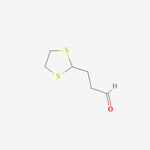 molecular formula C6H10OS2 B14249141 1,3-Dithiolane-2-propanal CAS No. 189044-49-3