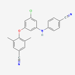 molecular formula C22H16ClN3O B1424923 4-{3-Chloro-5-[(4-cyanophenyl)amino]phenoxy}-3,5-dimethylbenzonitrile CAS No. 1242268-27-4