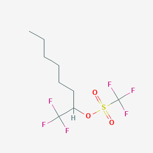 molecular formula C9H14F6O3S B14249389 Methanesulfonic acid, trifluoro-, 1-(trifluoromethyl)heptyl ester CAS No. 185424-25-3