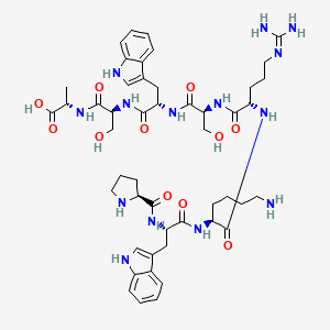 molecular formula C48H68N14O11 B14249437 L-Prolyl-L-tryptophyl-L-lysyl-N~5~-(diaminomethylidene)-L-ornithyl-L-seryl-L-tryptophyl-L-seryl-L-alanine CAS No. 500281-87-8