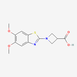 molecular formula C13H14N2O4S B1424971 1-(5,6-Dimethoxy-1,3-benzothiazol-2-yl)azetidine-3-carboxylic acid CAS No. 1283108-12-2