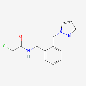 molecular formula C13H14ClN3O B1424992 2-chloro-N-{[2-(1H-pyrazol-1-ylmethyl)phenyl]methyl}acetamide CAS No. 1311316-11-6