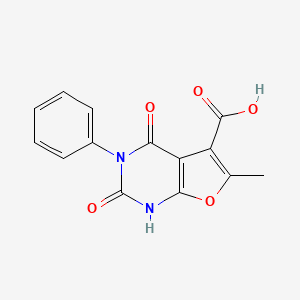 molecular formula C14H10N2O5 B1424993 6-methyl-2,4-dioxo-3-phenyl-1H,2H,3H,4H-furo[2,3-d]pyrimidine-5-carboxylic acid CAS No. 1311315-84-0