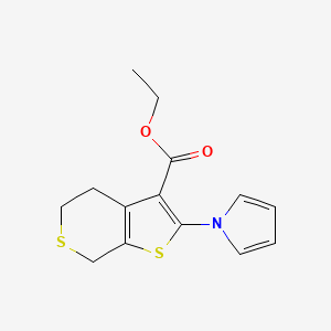 molecular formula C14H15NO2S2 B1425010 ethyl 2-(1H-pyrrol-1-yl)-4H,5H,7H-thieno[2,3-c]thiopyran-3-carboxylate CAS No. 1333824-44-4