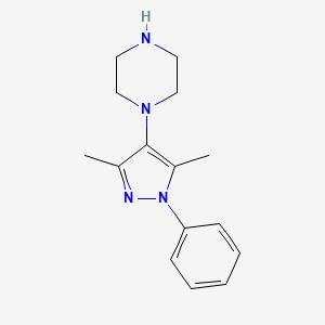 molecular formula C15H20N4 B1425030 1-(3,5-Dimethyl-1-phenylpyrazol-4-yl)piperazine CAS No. 1283108-66-6