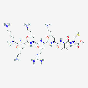 molecular formula C38H76N14O8S B14250525 L-Lysyl-L-lysyl-L-lysyl-N~5~-(diaminomethylidene)-L-ornithyl-L-lysyl-L-valyl-L-cysteine CAS No. 205385-37-1