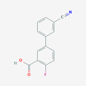 molecular formula C14H8FNO2 B1425074 3'-Cyano-4-fluoro-[1,1'-biphenyl]-3-carboxylic acid CAS No. 1183926-58-0