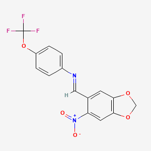 molecular formula C15H9F3N2O5 B14251031 N-[(E)-(6-nitro-1,3-benzodioxol-5-yl)methylidene]-4-(trifluoromethoxy)aniline 
