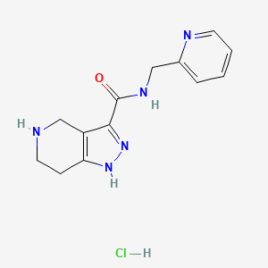 molecular formula C13H16ClN5O B1425108 N-(Pyridin-2-ylmethyl)-4,5,6,7-tetrahydro-1H-pyrazolo[4,3-c]pyridine-3-carboxamide hydrochloride CAS No. 1220035-40-4