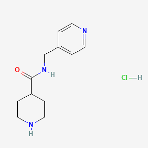 molecular formula C12H18ClN3O B1425109 N-(4-Pyridinylmethyl)-4-piperidinecarboxamide hydrochloride CAS No. 1219976-65-4