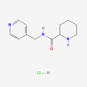 molecular formula C12H18ClN3O B1425116 N-(pyridin-4-ylmethyl)piperidine-2-carboxamide hydrochloride CAS No. 1246172-41-7