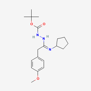 molecular formula C19H29N3O3 B1425118 N'-[1-Cyclopentylamino-2-(4-methoxyphenyl)ethylidene]hydrazinecarboxylic acid tert-butyl ester CAS No. 1053657-57-0