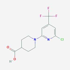 molecular formula C12H12ClF3N2O2 B1425124 1-[6-Chloro-4-(trifluoromethyl)pyridin-2-yl]piperidine-4-carboxylic acid CAS No. 1208081-19-9