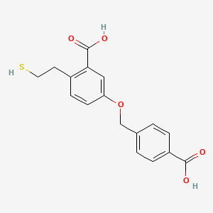 molecular formula C17H16O5S B14251255 Benzoic acid, 5-[(4-carboxyphenyl)methoxy]-2-(2-mercaptoethyl)- CAS No. 378242-70-7