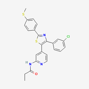 molecular formula C24H20ClN3OS2 B14251300 N-[4-[4-(3-Chlorophenyl)-2-[4-(methylthio)phenyl]-1,3-thiazol-5-YL]-2-pyridyl]propionamide CAS No. 365429-24-9