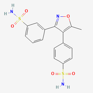 molecular formula C16H15N3O5S2 B1425132 3-(5-Methyl-4-(4-sulfamoylphenyl)isoxazol-3-yl)benzenesulfonamide CAS No. 1373038-59-5