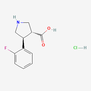 molecular formula C11H13ClFNO2 B1425141 (+/-)-反式-4-(2-氟苯基)吡咯烷-3-甲酸盐酸盐 CAS No. 1820569-65-0
