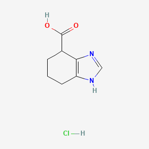 molecular formula C8H11ClN2O2 B1425166 4,5,6,7-Tetrahydro-1H-benzo[d]imidazole-7-carboxylic acid hydrochloride CAS No. 1297344-84-3