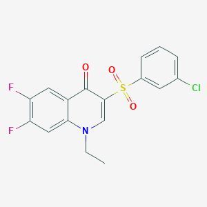 molecular formula C17H12ClF2NO3S B1425168 3-(3-Chlorobenzenesulfonyl)-1-ethyl-6,7-difluoro-1,4-dihydroquinolin-4-one CAS No. 1326863-28-8