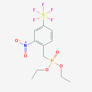 molecular formula C11H15F5NO5PS B1425171 Diethyl (2-nitro-4-(pentafluorosulfanyl)benzyl phosphonate CAS No. 1309569-37-6