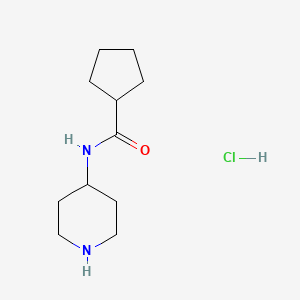 molecular formula C11H21ClN2O B1425178 N-(piperidin-4-yl)cyclopentanecarboxamide hydrochloride CAS No. 1217113-50-2