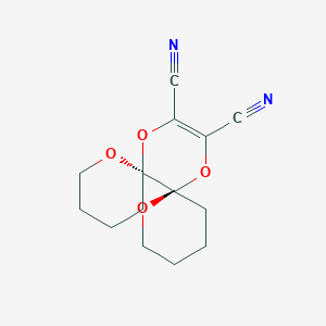 molecular formula C14H16N2O4 B14251808 (6R,7R)-5,12,13,16-tetraoxadispiro[5.0.57.46]hexadec-14-ene-14,15-dicarbonitrile CAS No. 189367-76-8