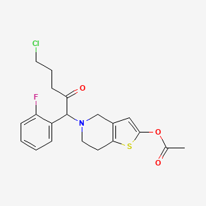 molecular formula C20H21ClFNO3S B1425194 5-(5-Chloro-1-(2-fluorophenyl)-2-oxopentyl)-4,5,6,7-tetrahydrothieno[3,2-c]pyridin-2-yl acetate CAS No. 1056459-37-0