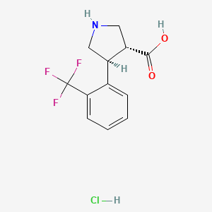 molecular formula C12H13ClF3NO2 B1425205 trans-4-(2-(Trifluoromethyl)phenyl)pyrrolidine-3-carboxylic acid hydrochloride CAS No. 1049978-59-7
