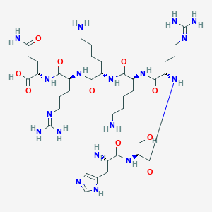 molecular formula C38H70N18O10 B14252077 L-Histidyl-L-seryl-N~5~-(diaminomethylidene)-L-ornithyl-L-lysyl-L-lysyl-N~5~-(diaminomethylidene)-L-ornithyl-L-glutamine CAS No. 400710-38-5