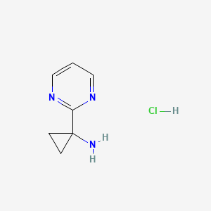 molecular formula C7H10ClN3 B1425208 1-(Pyrimidin-2-yl)cyclopropanamine hydrochloride CAS No. 1215107-61-1