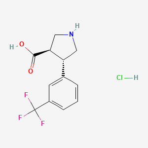 molecular formula C12H13ClF3NO2 B1425212 trans-4-(3-(Trifluoromethyl)phenyl)pyrrolidine-3-carboxylic acid hydrochloride CAS No. 1049978-65-5