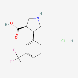 molecular formula C12H13ClF3NO2 B1425212 Trans-4-(3-(trifluoromethyl)phenyl)pyrrolidine-3-carboxylic acid-HCl CAS No. 1049978-65-5