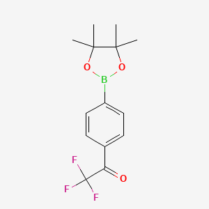 molecular formula C14H16BF3O3 B1425214 2,2,2-Trifluoro-1-(4-(4,4,5,5-tetramethyl-1,3,2-dioxaborolan-2-YL)phenyl)ethanone CAS No. 1004294-77-2