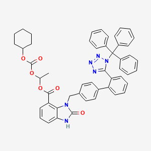 B1425227 1-{[(Cyclohexyloxy)carbonyl]oxy}ethyl 2-oxo-3-({2'-[1-(triphenylmethyl)-1H-tetrazol-5-yl][1,1'-biphenyl]-4-yl}methyl)-2,3-dihydro-1H-benzimidazole-4-carboxylate CAS No. 934495-65-5