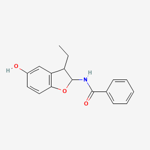 molecular formula C17H17NO3 B14252319 N-(3-Ethyl-5-hydroxy-2,3-dihydro-1-benzofuran-2-yl)benzamide CAS No. 477337-38-5