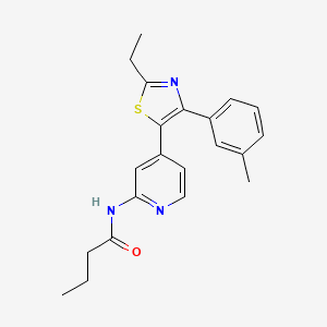 molecular formula C21H23N3OS B14252372 N-[4-[2-ethyl-4-(3-methylphenyl)-1,3-thiazol-5-yl]pyridin-2-yl]butanamide CAS No. 365430-63-3