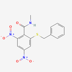molecular formula C15H13N3O5S B14252427 Benzamide, N-methyl-2,4-dinitro-6-[(phenylmethyl)thio]- CAS No. 321372-37-6