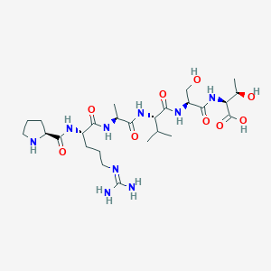 molecular formula C26H47N9O9 B14252488 L-Threonine, L-prolyl-L-arginyl-L-alanyl-L-valyl-L-seryl- CAS No. 354357-35-0