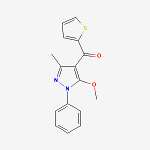 molecular formula C16H14N2O2S B14252561 Methanone, (5-methoxy-3-methyl-1-phenyl-1H-pyrazol-4-yl)-2-thienyl- CAS No. 182682-14-0