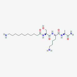 molecular formula C23H46N6O5 B14252592 11-amino-N-[(2S)-1-[[(2S)-6-amino-1-[[(2S)-1-amino-1-oxopropan-2-yl]amino]-1-oxohexan-2-yl]amino]-3-hydroxy-1-oxopropan-2-yl]undecanamide CAS No. 189131-49-5