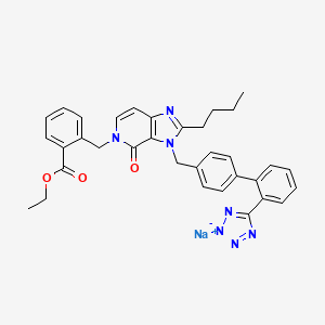 molecular formula C34H32N7NaO3 B14252795 Sodium;ethyl 2-[[2-butyl-4-oxo-3-[[4-[2-(1,2,4-triaza-3-azanidacyclopenta-1,4-dien-5-yl)phenyl]phenyl]methyl]imidazo[4,5-c]pyridin-5-yl]methyl]benzoate 