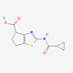 molecular formula C11H12N2O3S B1425281 2-[(cyclopropylcarbonyl)amino]-5,6-dihydro-4H-cyclopenta[d][1,3]thiazole-4-carboxylic acid CAS No. 1219827-78-7