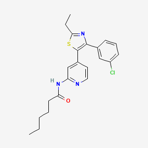 molecular formula C22H24ClN3OS B14252815 N-{4-[4-(3-Chlorophenyl)-2-ethyl-1,3-thiazol-5-YL]pyridin-2-YL}hexanamide CAS No. 365430-68-8