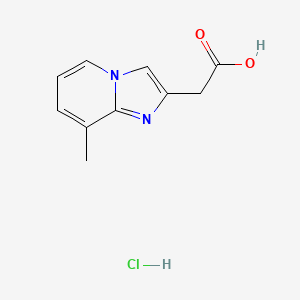 molecular formula C10H11ClN2O2 B1425285 2-{8-甲基咪唑并[1,2-a]吡啶-2-基}乙酸盐酸盐 CAS No. 1216442-86-2