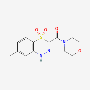 molecular formula C13H15N3O4S B1425292 (7-methyl-4,4-dioxido-1H-4,1,2-benzothiadiazin-3-yl)(morpholin-4-yl)methanone CAS No. 1474055-37-2